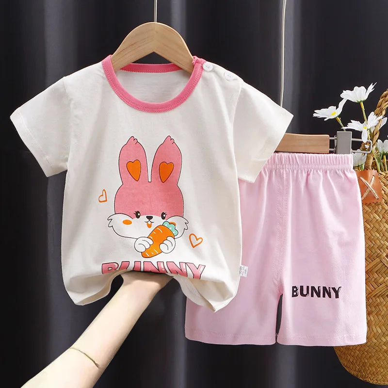 Cartoon Casual Kids Clothes 2 Piece Set Clothing Donald Duck Boy T-shirt + Shorts summer Boys Tracksuit Children Clothes