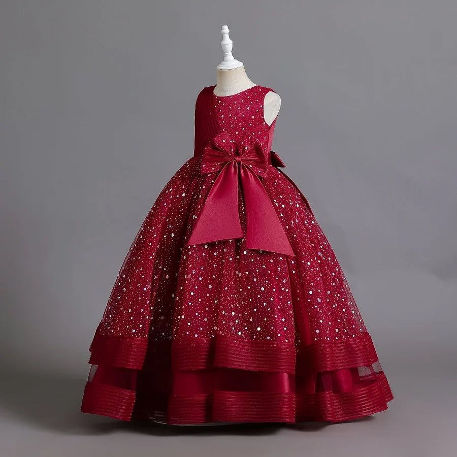 children's gauze lace birthday party dinner ball big butterfly dress New Christmas Party Princess long dress children's dress