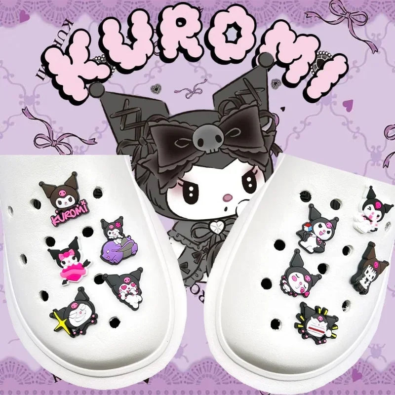 Kawaii DIY Shoe Decorations Sets Kawaii Kuromi Cinnamoroll My Melody Silicone Shoe Buckle Slipper Sandal Croc Shoe Accessorie