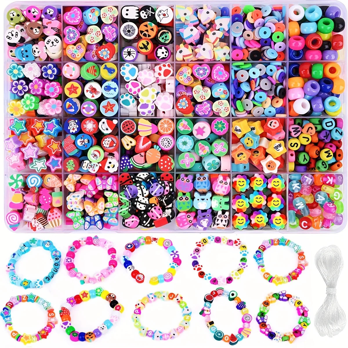 6MM Polymer Clay Beads Set Rainbow Color Flat Chip Beads For Bracelet Necklce Making Letter Beads Accessories Kit DIY