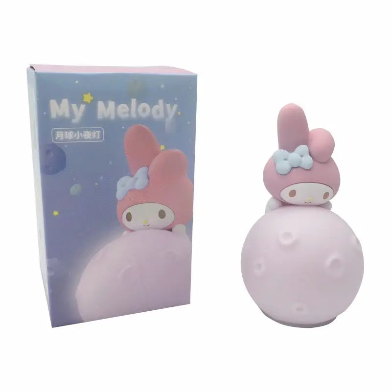 Original MINISO Hello Kitty Kuromi Cartoon Anime Figures Moon Night Light Toy Luminous Ornaments Cute Child Birthday Party Gifts