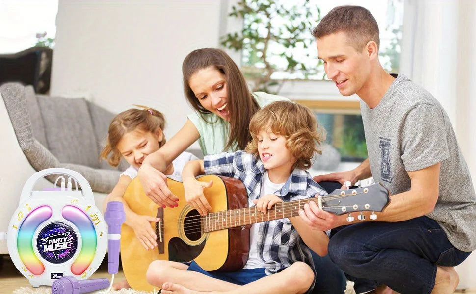 Karaoke Machine with 2 Microphones Kid Portable Karaoke Music Toy with Light Recording Voice Change Function for Girls Boys Gift