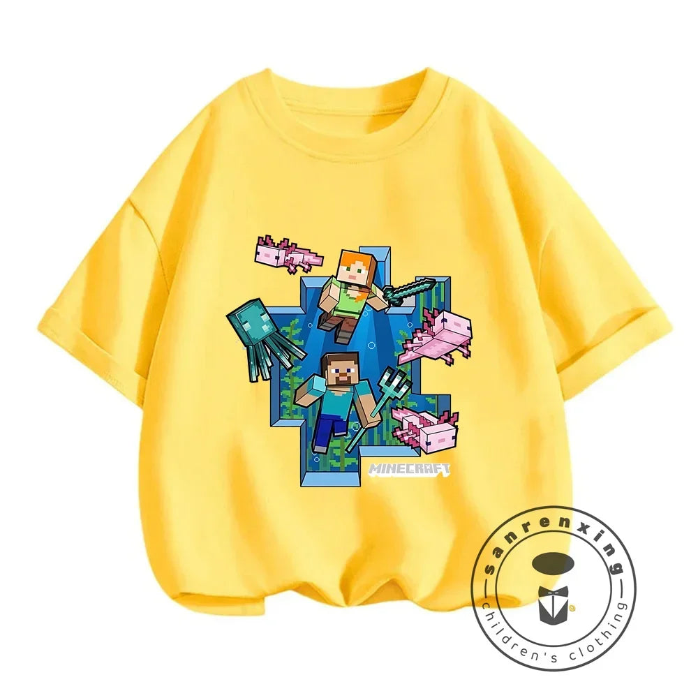 New Girls T-Shirt Cute Like Minecraft Kids Tshirt Summer Girls Clothes Fashion Toddler T Shirts Shortsleeve Tops Wholesale