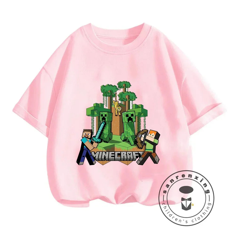 New Girls T-Shirt Cute Like Minecraft Kids Tshirt Summer Girls Clothes Fashion Toddler T Shirts Shortsleeve Tops Wholesale