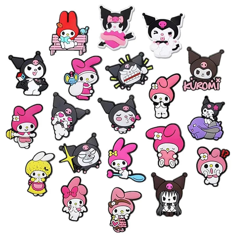 Kawaii DIY Shoe Decorations Sets Kawaii Kuromi Cinnamoroll My Melody Silicone Shoe Buckle Slipper Sandal Croc Shoe Accessorie