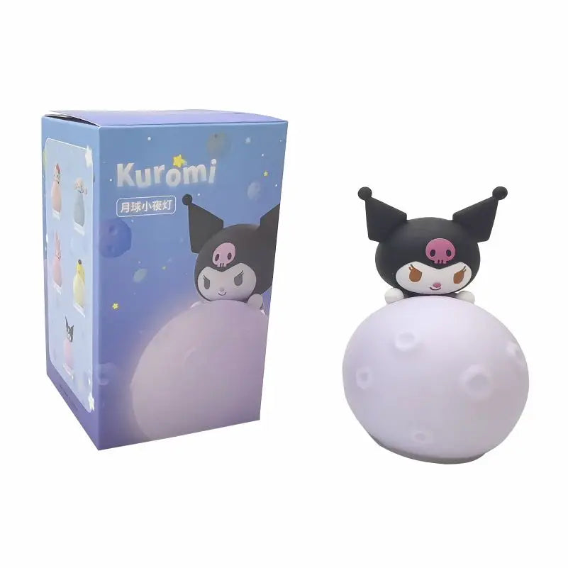 Original MINISO Hello Kitty Kuromi Cartoon Anime Figures Moon Night Light Toy Luminous Ornaments Cute Child Birthday Party Gifts