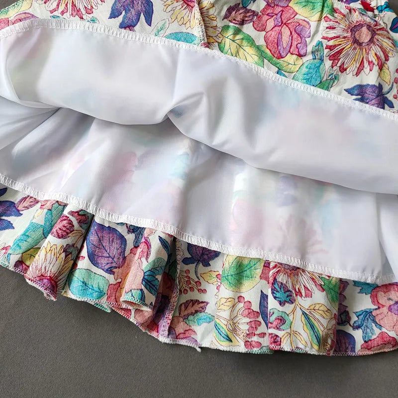 Kids Girls Cotton Print Princess Pleated Skirt Sweet Big Kids Girls Tutu Skirts Elastic Waist Mini Skirt Clothes For Girls