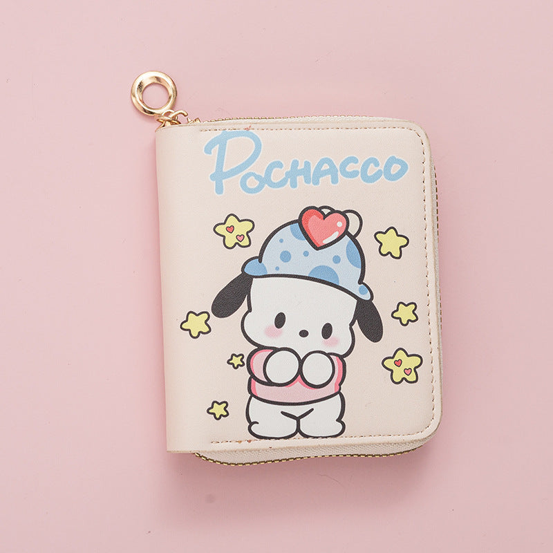 IP Sanrio Women's Handbag Coin Purse Compact Cartoon Anime Short Zippered Wallet Card Holder Lightweight Multifunctional Wallet