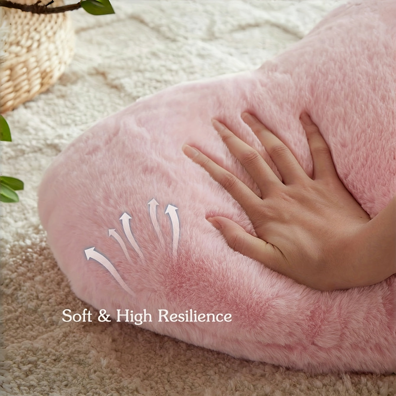 Soft Pink Heart-Shaped Faux Rabbit Fur Throw Pillow - 12.9 Inch/15.8 Inch Plush Cushion for Indoor Decor, Camping, and Outdoor Sofa Bed - Ideal Valentine'S Day Gift for Teen Girls and Women, Camping Accessory | Heart Shaped P