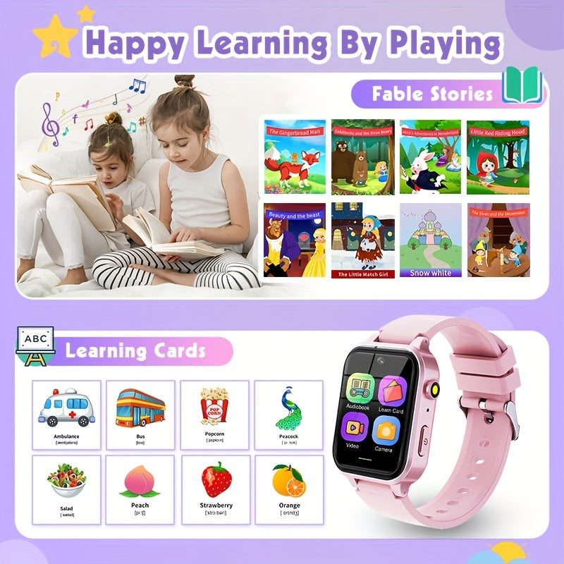 Kids Smartwatch with 30 Educational Games, HD Touchscreen, Music Player, Pedometer, Alarm Clock, Calculator, Flashlight - 12/24 Hours Timer, Silicone Strap, USB Charging, Ideal for 4-12 Year Olds, Boys and Girls