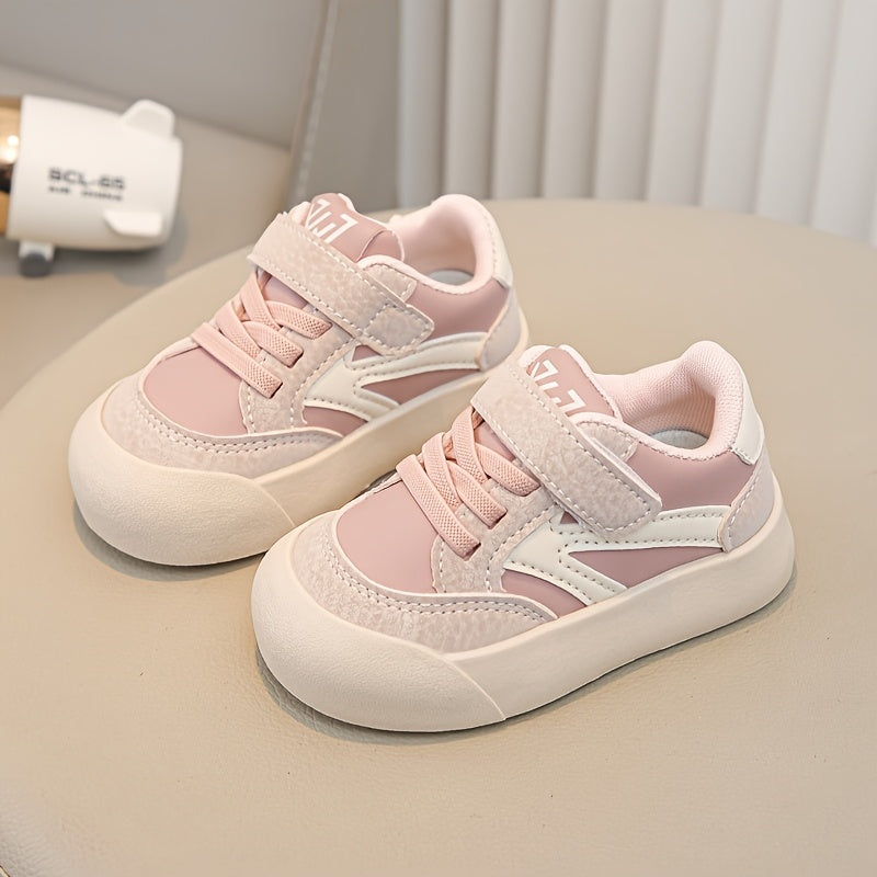 Girls' Casual Pink Sneakers - Low Top, Round Toe, Easy Closure, Soft Fabric Upper, Comfortable Walking Shoes for Spring & Fall, Casual Footwear | Playful Design | Comfortable Walking Shoes