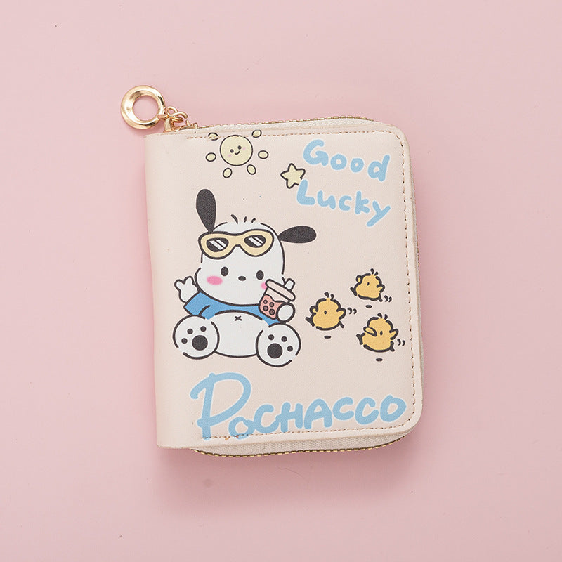 IP Sanrio Women's Handbag Coin Purse Compact Cartoon Anime Short Zippered Wallet Card Holder Lightweight Multifunctional Wallet