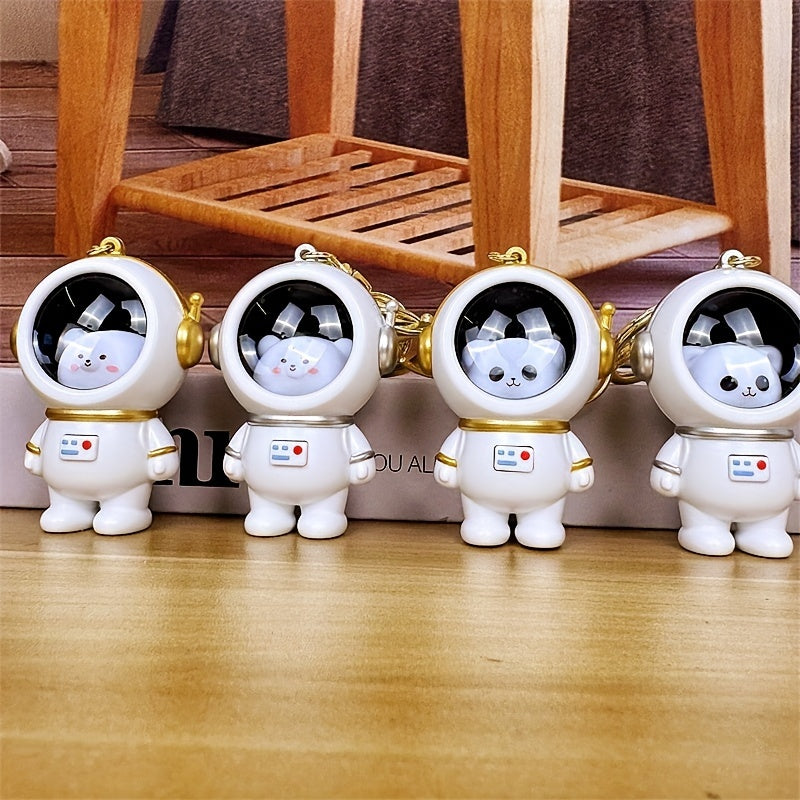 Cute Astronaut Bear Night Light Keychain - Glowing Space-Themed Backpack Charm for Couples, Students & Gifts