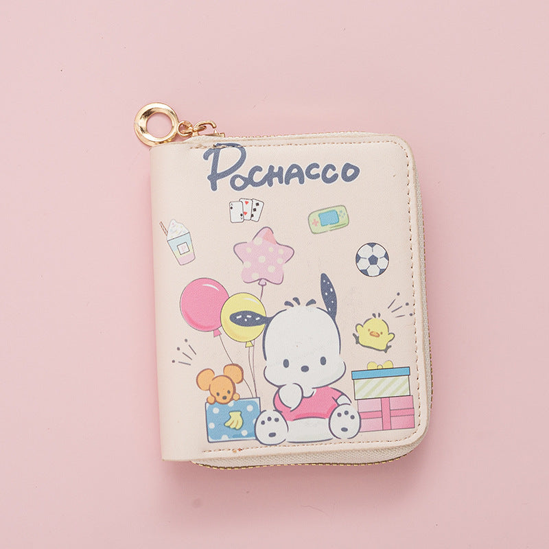 IP Sanrio Women's Handbag Coin Purse Compact Cartoon Anime Short Zippered Wallet Card Holder Lightweight Multifunctional Wallet