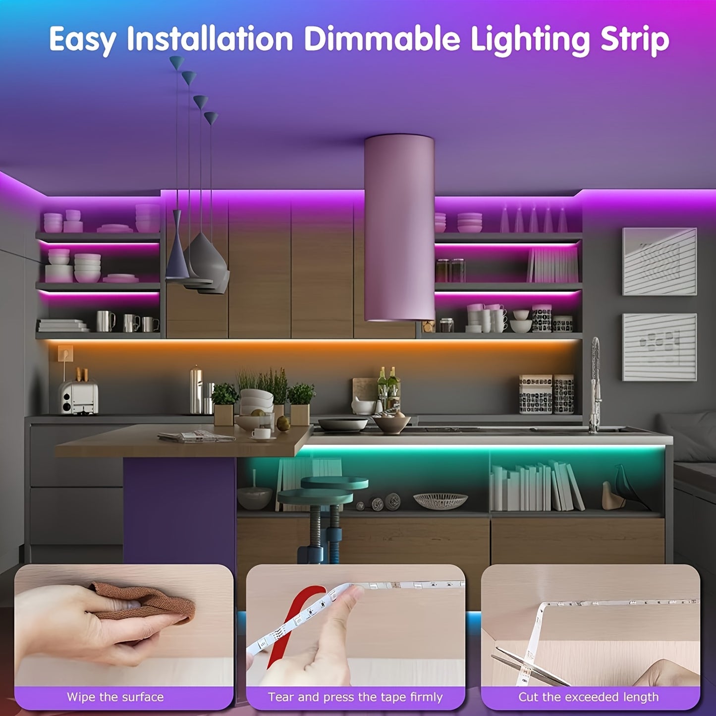Wireless control intelligent LED strip lights infrared remote control RGB lighting decoration living room atmosphere lights with flexible lights decoration
