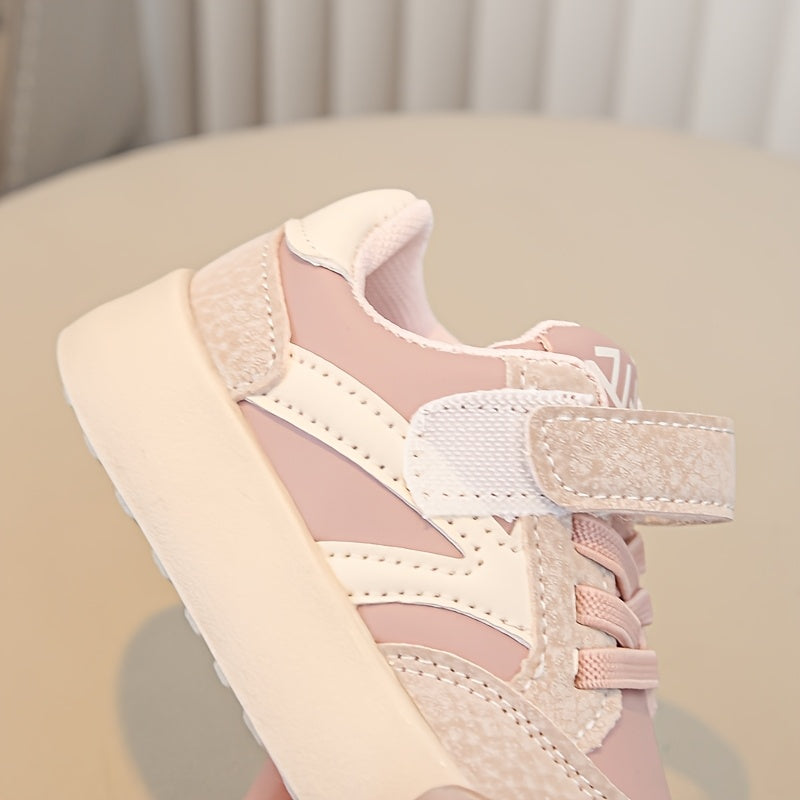 Girls' Casual Pink Sneakers - Low Top, Round Toe, Easy Closure, Soft Fabric Upper, Comfortable Walking Shoes for Spring & Fall, Casual Footwear | Playful Design | Comfortable Walking Shoes