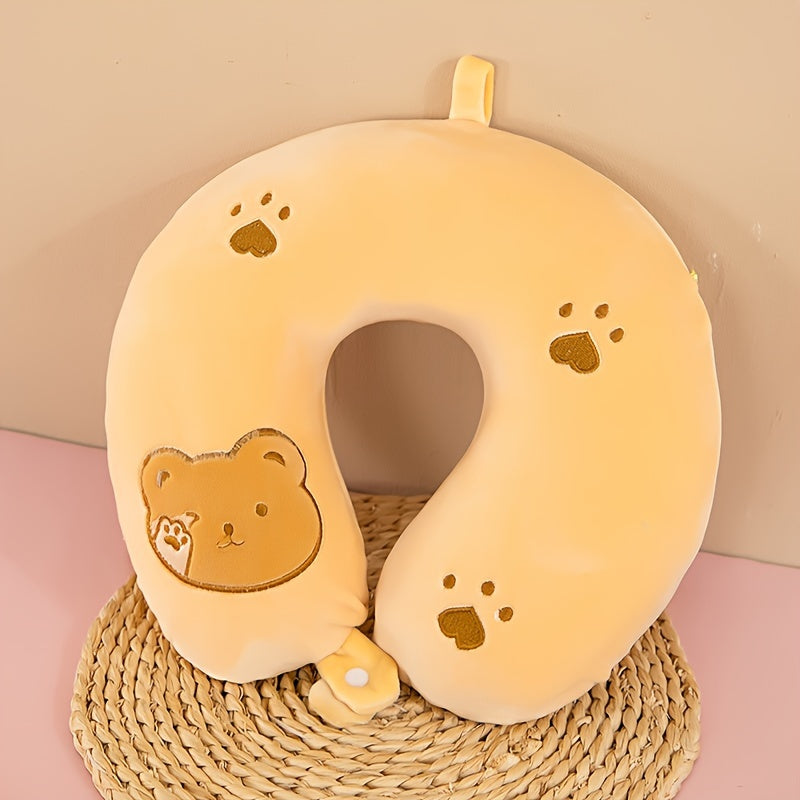 [Cat Shaped Memory Sponge Pillow] Soft Cat Shaped Memory Foam U-Shaped Neck Pillow - Slow Rebound Support for Aircraft And Car Travel - Snap, Machine Washable, Travel Pillow, Camping Pillow