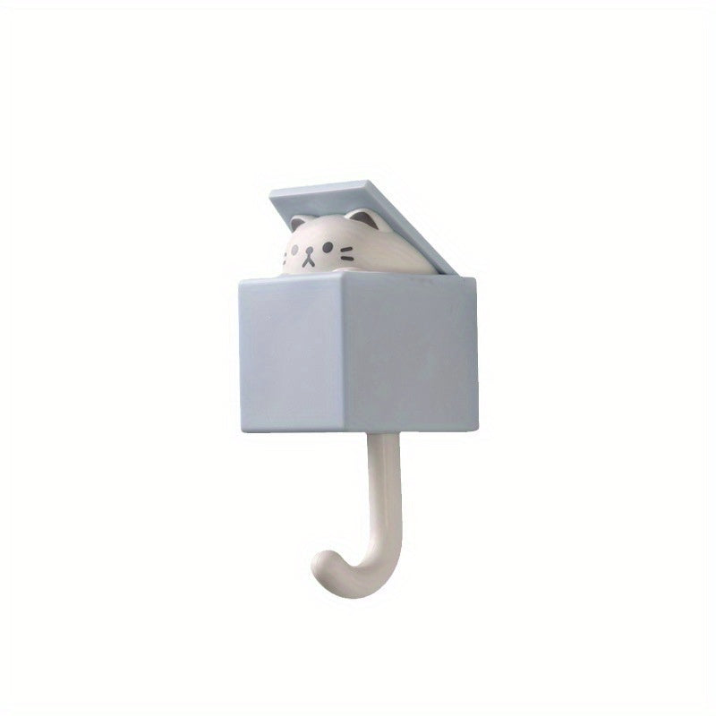 Adorable Cat-Themed Wall Hook - Easy Install, No-Damage Adhesive, Stylish Retractable Design for Bedroom & Home Decor
