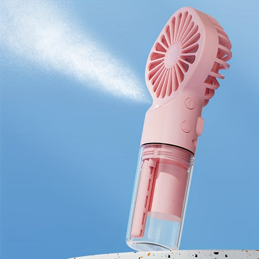 Portable Handheld Spray Fan for Outdoor Use, Neck-Hanging Fan, Desktop Humidifying Mini Fan with Four Wind Speed Settings.