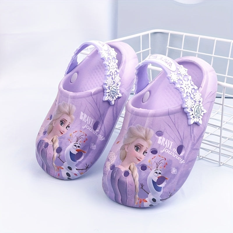 Disney Princess Elsa Girls' Summer Garden Slippers with Soft Sole and Headband, Wading Shoes, Sandals, Beach Slides for Youngsters, Suitable for Easter, Valentine's Day, Birthdays, Family, Friends, or Special Others