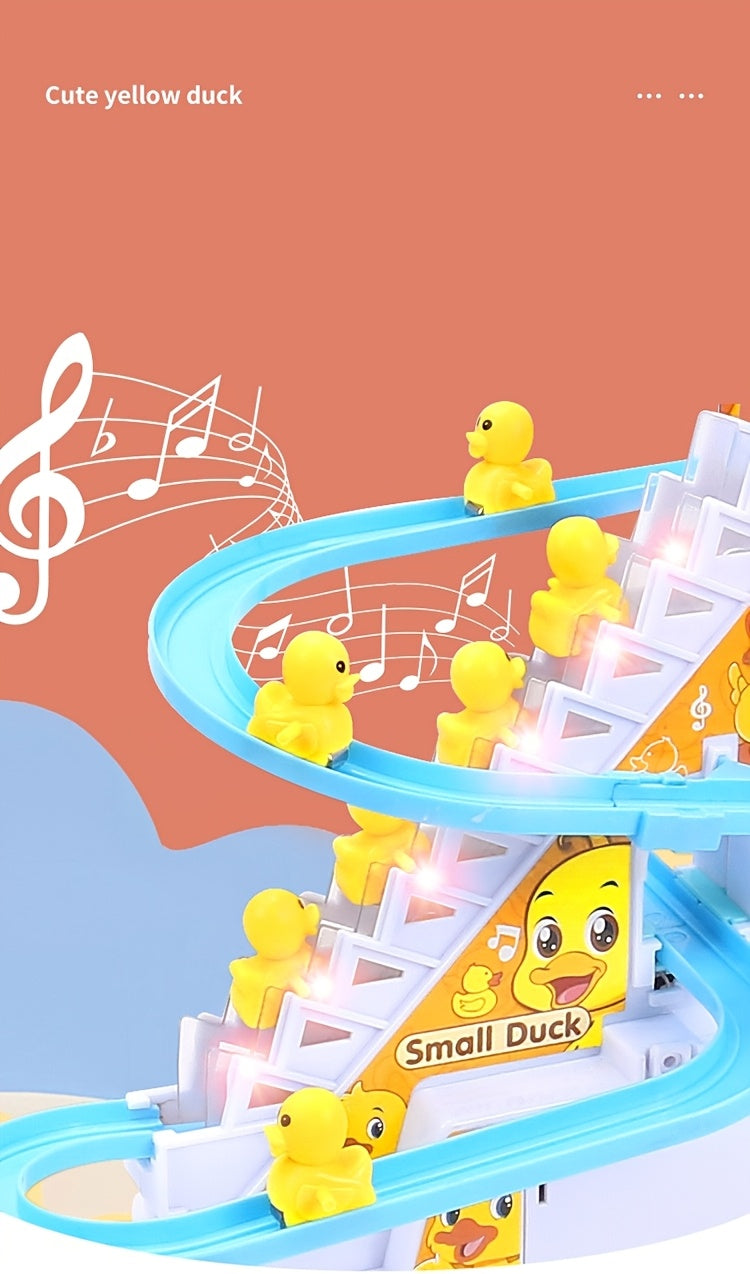 [Customers' Top Choice]6 Ducklings Stair Climbing Toys, Electric Slide Yellow Ducklings Toys, Boys and Girls Toys, Holiday Gifts, Lights and Music Toys Easter Gifts Halloween Christmas Gifts for winter