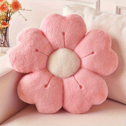 Soft Plush Daisy Flower Cushion – Cozy Pink Polyester Throw Pillow with Cute Petal Design, Perfect for Beds, Sofas, and Home Decor Gifts, Cute Pillows