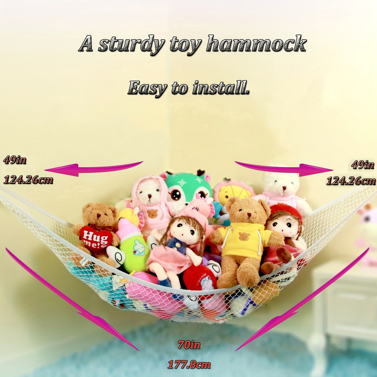 Large Triangular Wall Storage Hammock - Versatile Organizer for Clothes, Toys & More