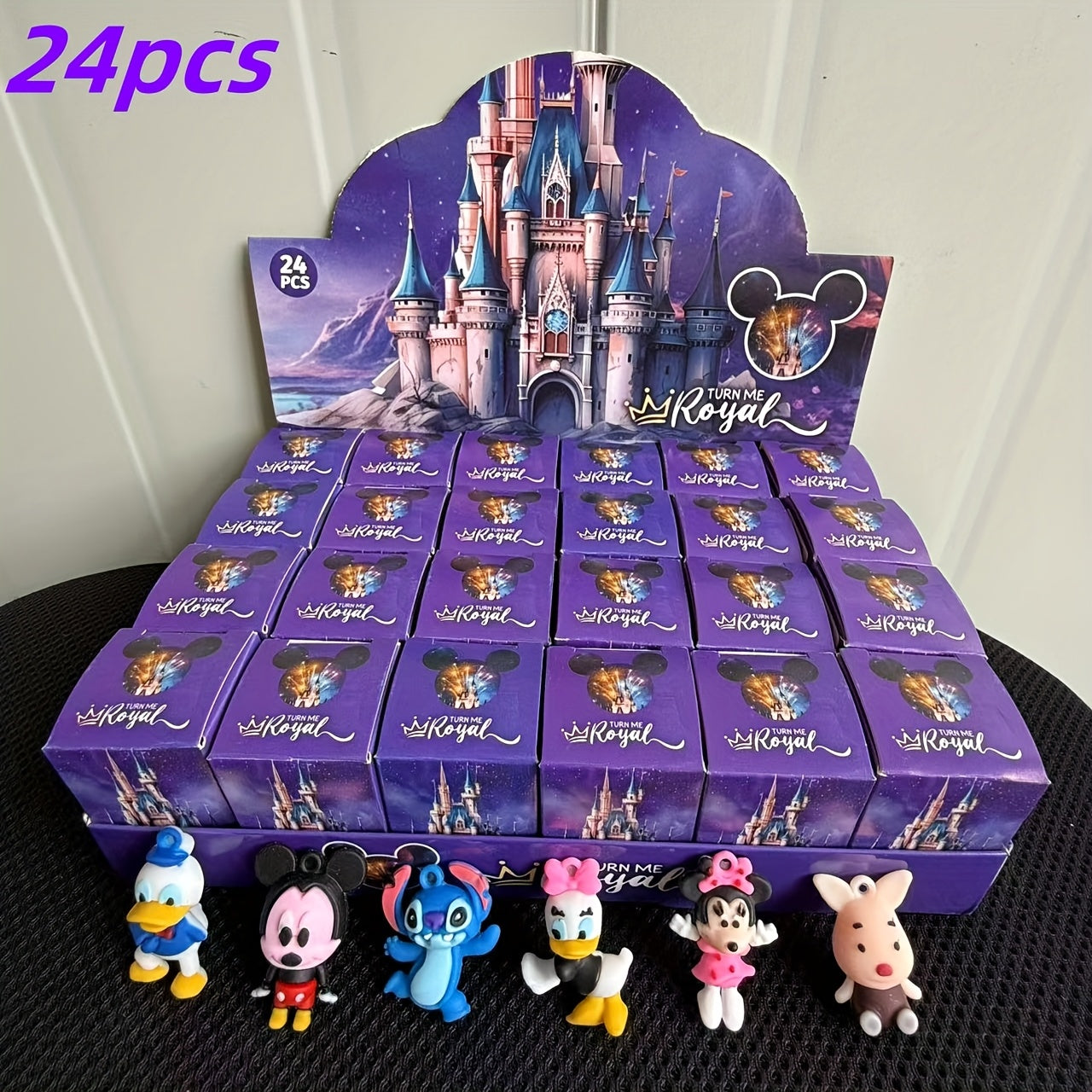 24pcs Mickey Mouse & Friends Figurines - Vibrant Purple Castle, Minnie, Goofy & More - Ideal for Home Party Decor, Birthday Gifts & Collectible Displays