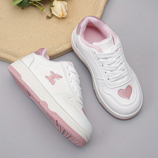 The New White Sneakers Are Versatile, Featuring Hearts And Butterflies.