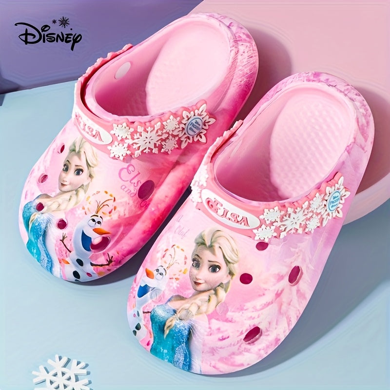 Disney Princess Elsa Girls' Summer Garden Slippers with Soft Sole and Headband, Wading Shoes, Sandals, Beach Slides for Youngsters, Suitable for Easter, Valentine's Day, Birthdays, Family, Friends, or Special Others