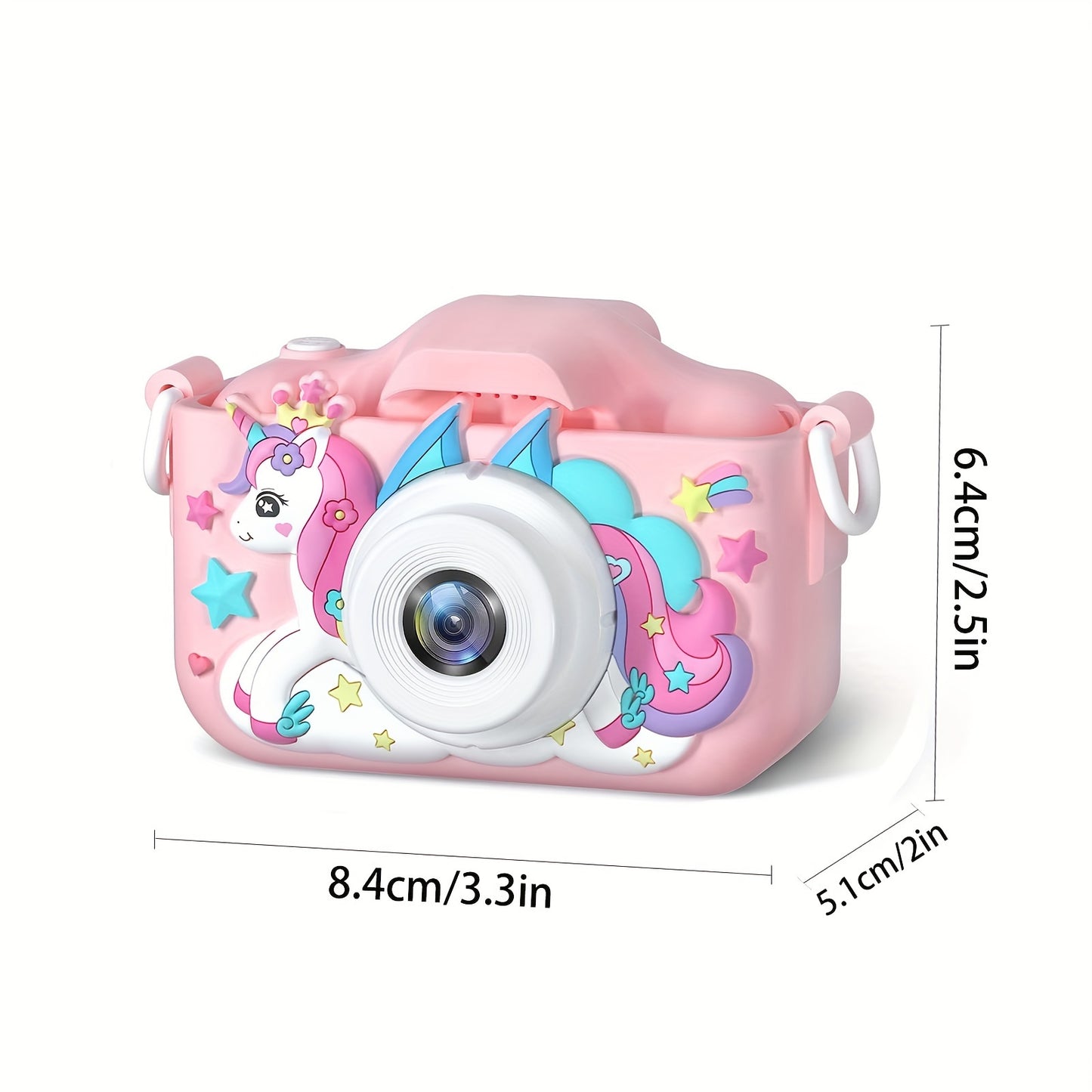 RIVGOT Youngsters' Pink Unicorn Digital Camera with Front & Rear Cameras - Rechargeable USB, IPS Screen, 400mAh Battery - Includes Photo & Video Games - Ideal for 3-12 Year Olds, Birthday & Christmas Gift, RIVGOT