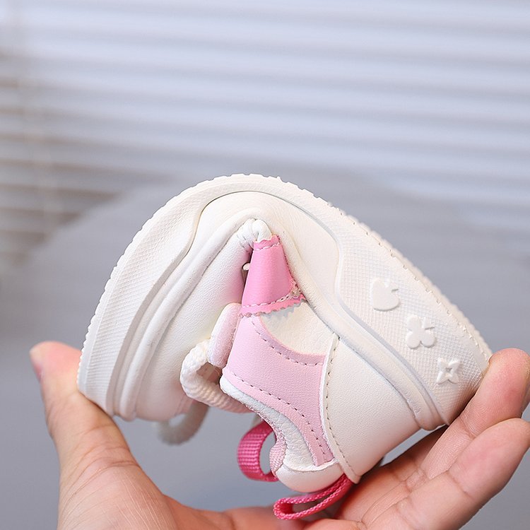 [Playful Charm] All-Season White Sneakers for Boys & Girls: Durable, Versatile Indoor/Outdoor Shoes with Hook-and-loop Closure, Low-Top Design, and Comfortable Fabric Lining