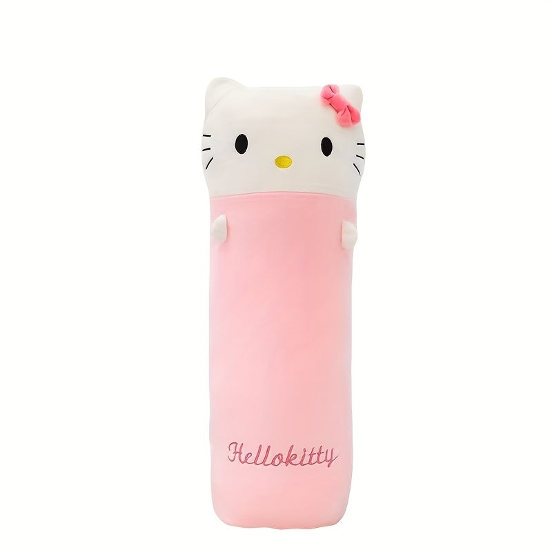 Sanrio for hello kitty Plush Pillow - Cute Cylindrical Design with "for Hello Kitty" Script, Pink & White, Soft Polyester Fabric, Perfect for Office or Home Relaxation, Office Pillow|Playful Design|Durable Plush