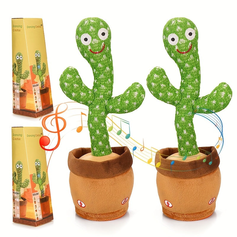 Dancing Cactus Singing Plush Toy - Interactive, Sunlit Green Cactus with Music Notes, 120 English Songs, No Batteries Needed, Ideal for Kids, Party Decoration | Interactive Plush Toy | Dancing Cactus Design, Cactus Decor