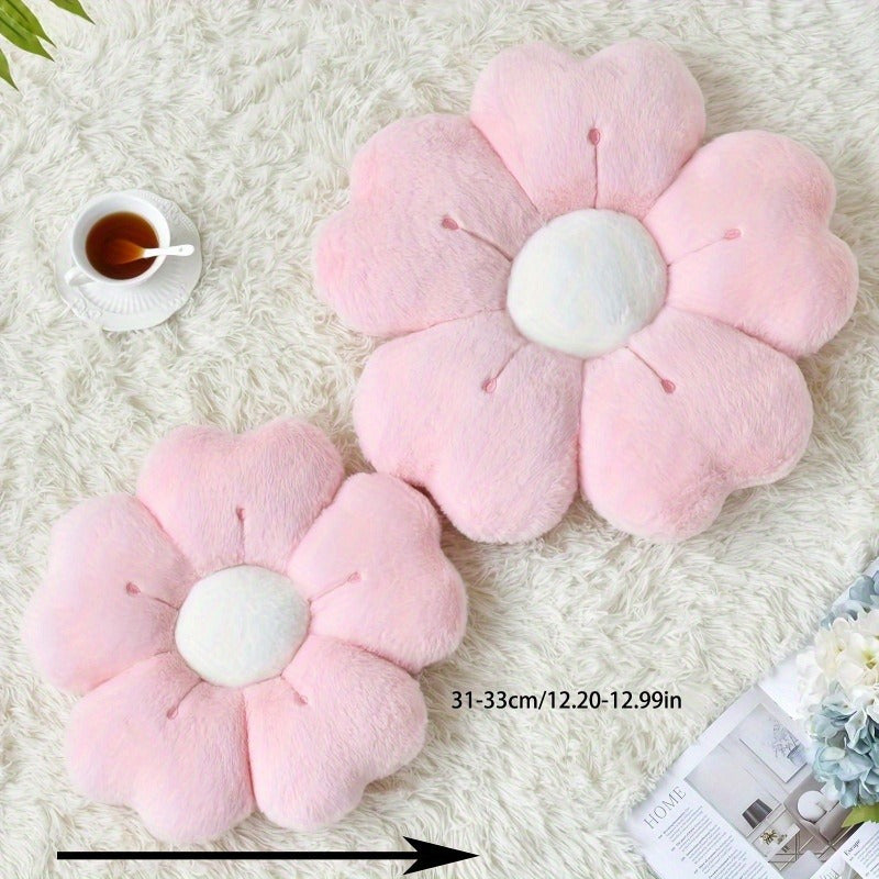 Soft Plush Daisy Flower Cushion – Cozy Pink Polyester Throw Pillow with Cute Petal Design, Perfect for Beds, Sofas, and Home Decor Gifts, Cute Pillows
