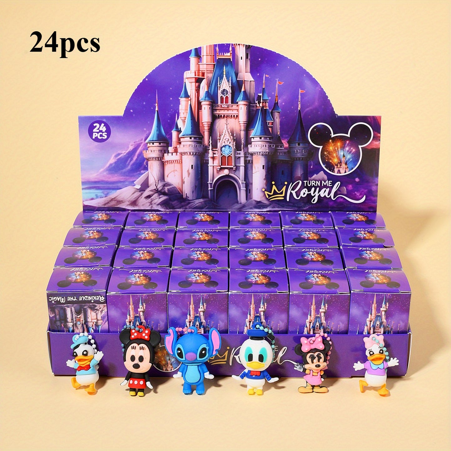 24pcs Mickey Mouse & Friends Figurines - Vibrant Purple Castle, Minnie, Goofy & More - Ideal for Home Party Decor, Birthday Gifts & Collectible Displays