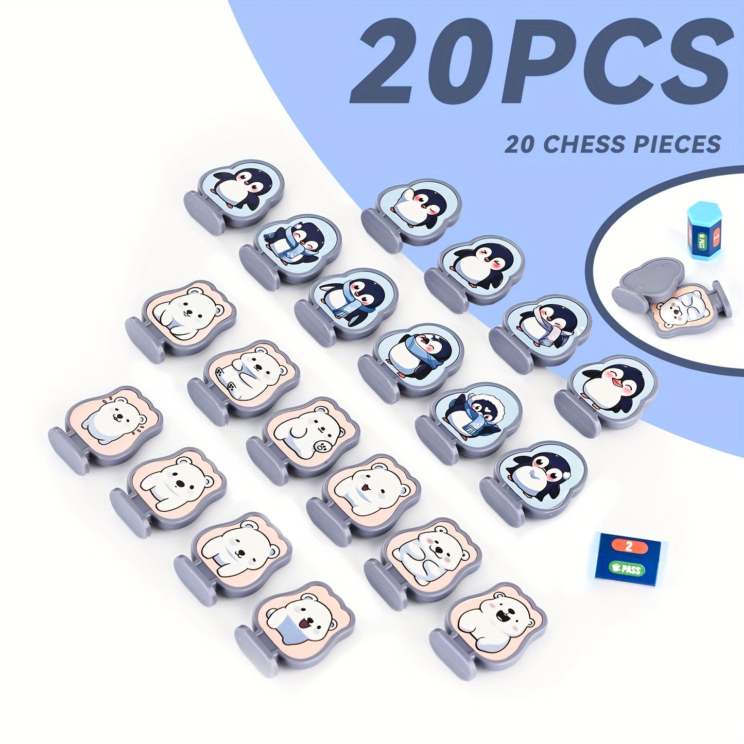CalmCircuit Penguin Bear Balance Tower Toy - 2-Player Interactive Educational Game for Critical Thinking, Stack Attack Board Game with Snow Theme, Portable Travel & Party Fun for Family Game Nights (White/Blue/Transparent), I