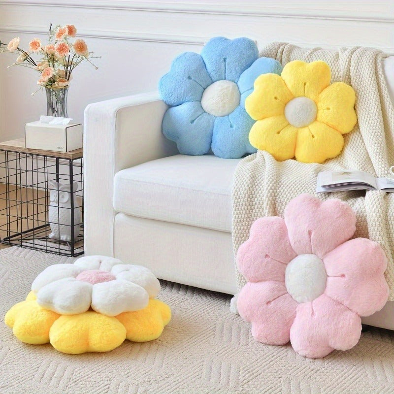 Soft Plush Daisy Flower Cushion – Cozy Pink Polyester Throw Pillow with Cute Petal Design, Perfect for Beds, Sofas, and Home Decor Gifts, Cute Pillows