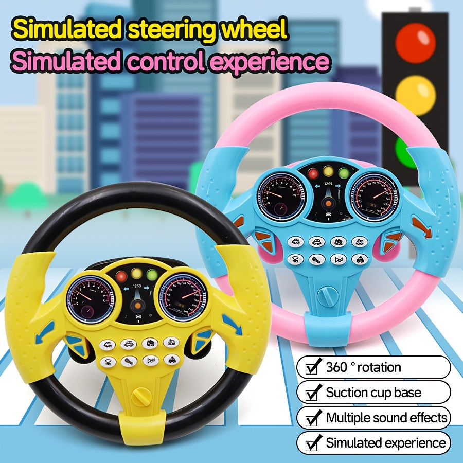 1pc Kids Interactive Simulated Steering Wheel Toy - Realistic ABS Resin Car Controller with Vibrant Colors, No Batteries Needed, Educational STEM Activity Gift for Birthdays, Baby Showers & Halloween/Christmas/Easter Parties,