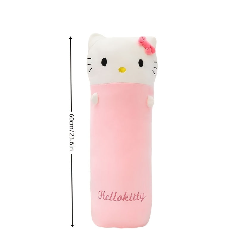 Sanrio for hello kitty Plush Pillow - Cute Cylindrical Design with "for Hello Kitty" Script, Pink & White, Soft Polyester Fabric, Perfect for Office or Home Relaxation, Office Pillow|Playful Design|Durable Plush