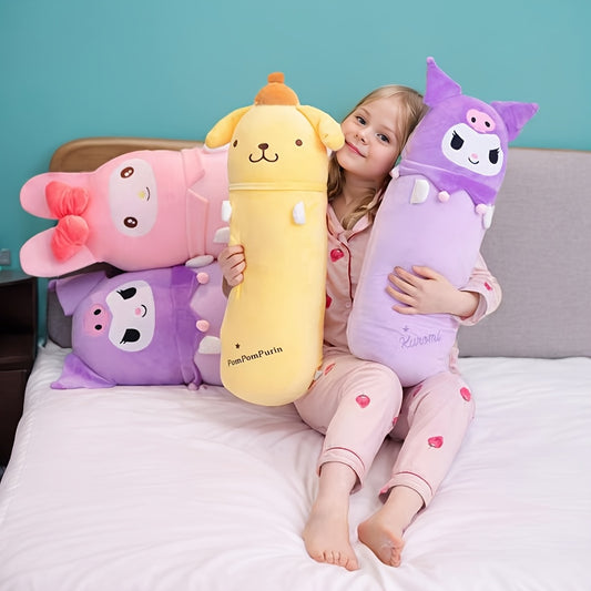 Sanrio for hello kitty Plush Pillow - Cute Cylindrical Design with "for Hello Kitty" Script, Pink & White, Soft Polyester Fabric, Perfect for Office or Home Relaxation, Office Pillow|Playful Design|Durable Plush