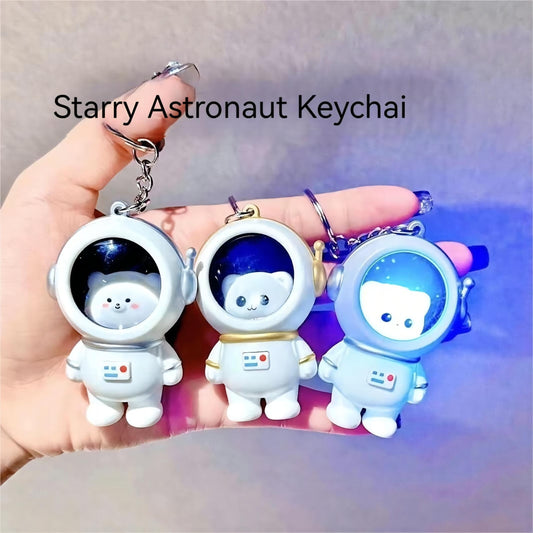 Cute Astronaut Bear Night Light Keychain - Glowing Space-Themed Backpack Charm for Couples, Students & Gifts