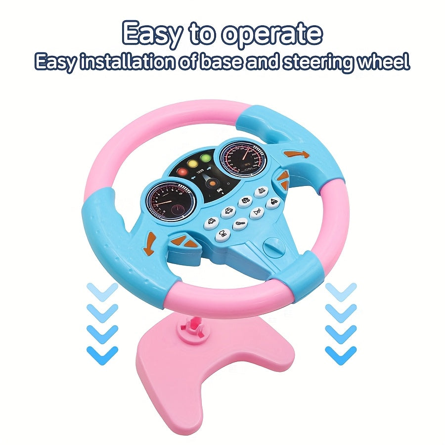 1pc Kids Interactive Simulated Steering Wheel Toy - Realistic ABS Resin Car Controller with Vibrant Colors, No Batteries Needed, Educational STEM Activity Gift for Birthdays, Baby Showers & Halloween/Christmas/Easter Parties,