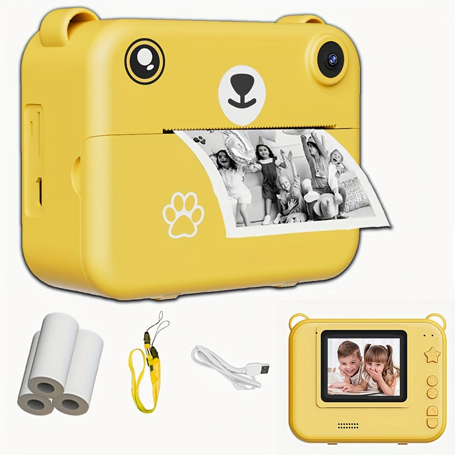 Compact Instant Camera for Kids with 1080 HD, Includes Three Rolls of Printing Paper, USB Charger, And Features for Digital Photography, Video Recording, And Delayed Printing, Perfect for Thanksgiving, Christmas, And New Year