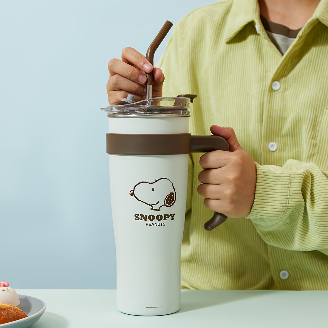 MINISO Snoopy Collection Steel Tumbler with Straw