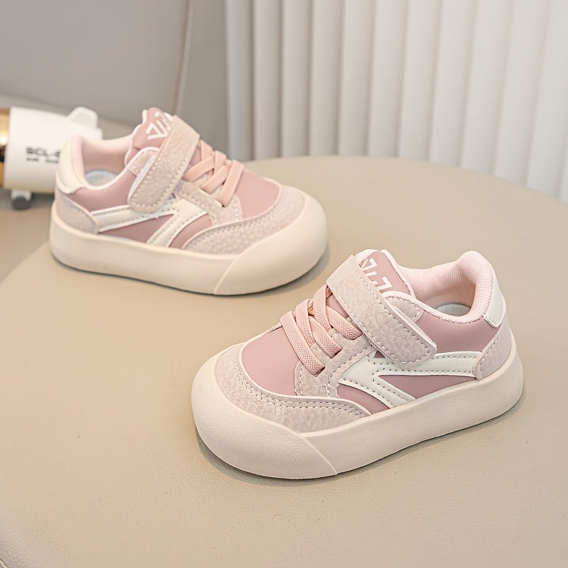 Girls' Casual Pink Sneakers - Low Top, Round Toe, Easy Closure, Soft Fabric Upper, Comfortable Walking Shoes for Spring & Fall, Casual Footwear | Playful Design | Comfortable Walking Shoes