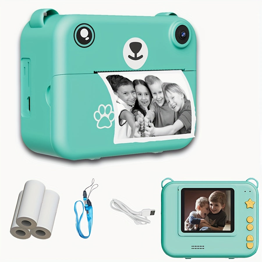 Compact Instant Camera for Kids with 1080 HD, Includes Three Rolls of Printing Paper, USB Charger, And Features for Digital Photography, Video Recording, And Delayed Printing, Perfect for Thanksgiving, Christmas, And New Year
