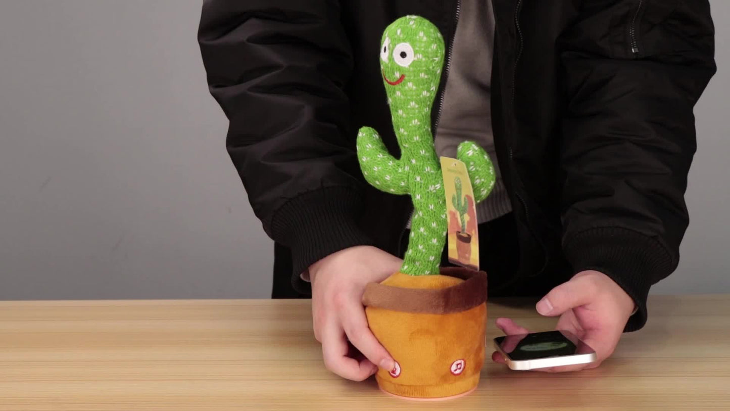 Dancing Cactus Singing Plush Toy - Interactive, Sunlit Green Cactus with Music Notes, 120 English Songs, No Batteries Needed, Ideal for Kids, Party Decoration | Interactive Plush Toy | Dancing Cactus Design, Cactus Decor