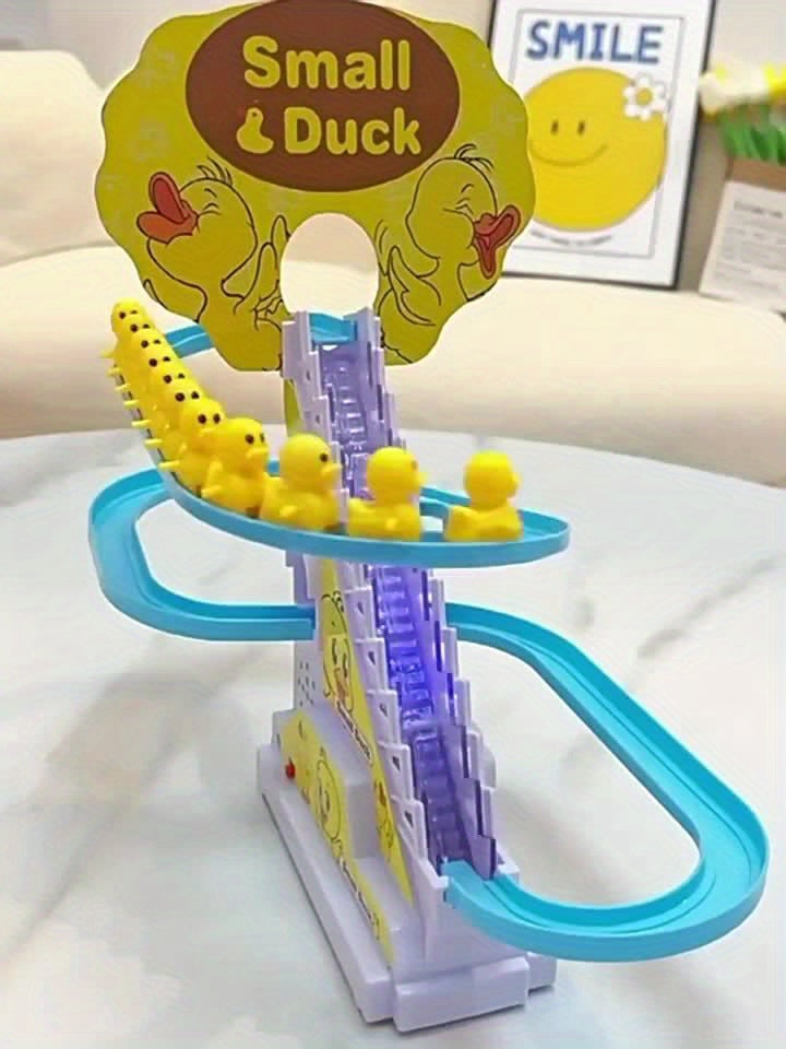[Customers' Top Choice]6 Ducklings Stair Climbing Toys, Electric Slide Yellow Ducklings Toys, Boys and Girls Toys, Holiday Gifts, Lights and Music Toys Easter Gifts Halloween Christmas Gifts for winter