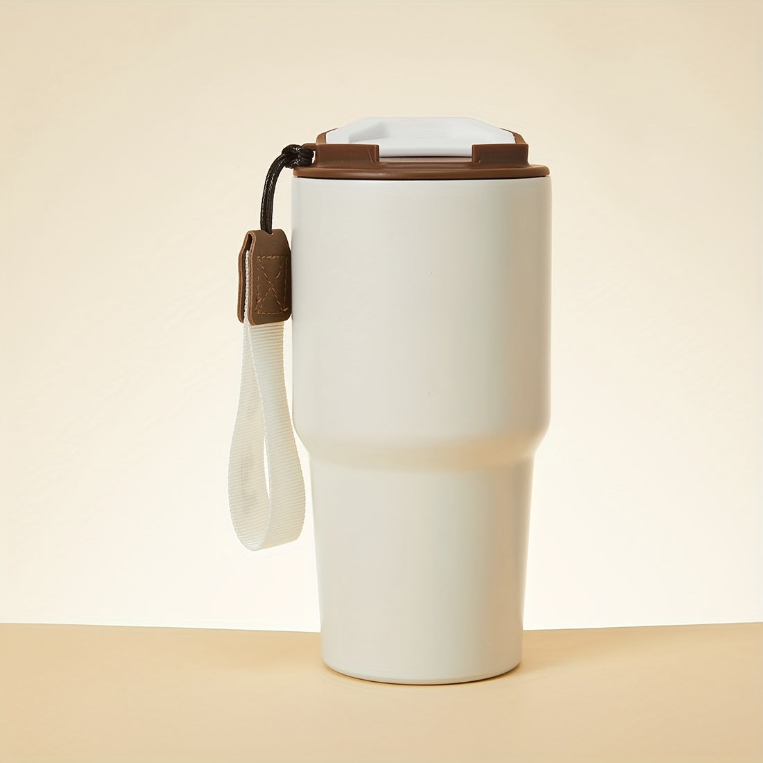 MINISO Snoopy Nuts 16.91oz Stainless Steel Travel Cup with Carrying Strap, Brown & White - Ideal for Women's Day, Valentine's, Thanksgiving, New Year, Mother's Day, Portable Coffee Cup|Themed Merchandise|Secure Lid Feature, C